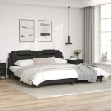 fekete műbőr ágykeret Viana matrac nélkül 200x200 cm