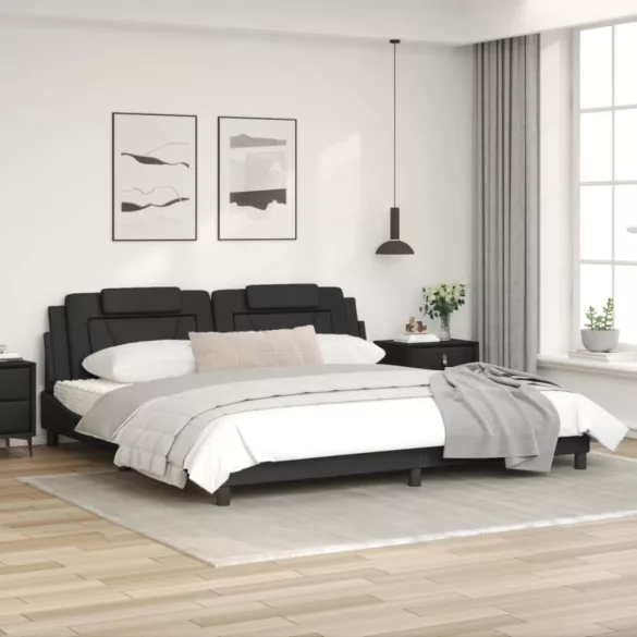 fekete műbőr ágykeret Viana matrac nélkül 200x200 cm