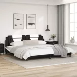 fekete és fehér műbőr ágykeret Viana matrac nélkül 200x200 cm