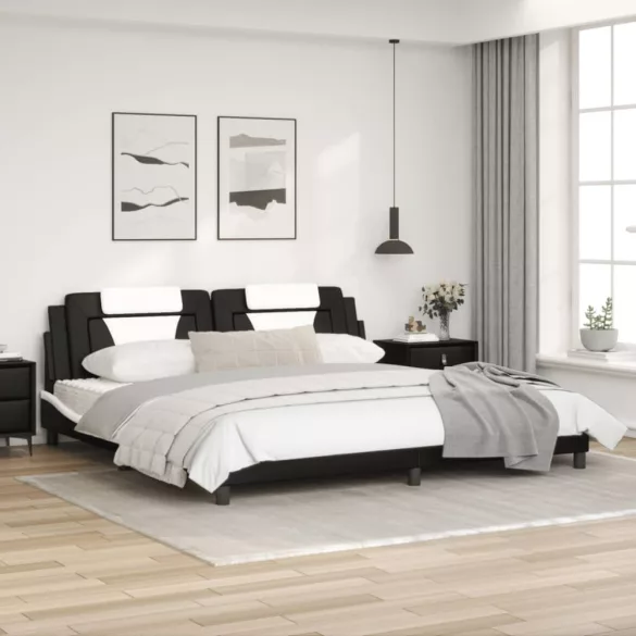 fekete és fehér műbőr ágykeret Viana matrac nélkül 200x200 cm