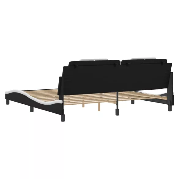 fekete és fehér műbőr ágykeret Viana matrac nélkül 200x200 cm