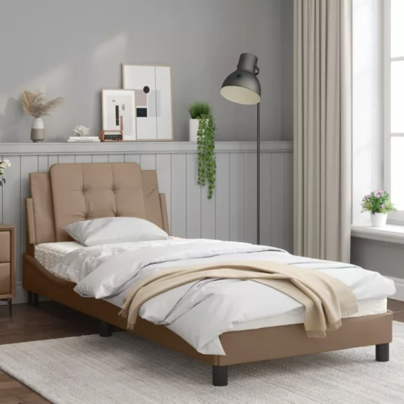 cappuccino színű műbőr ágykeret matrac nélkül Zadar 90x190 cm
