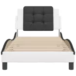 fehér és fekete műbőr ágykeret matrac nélkül Zadar 90x190 cm