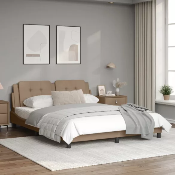 cappuccino színű műbőr ágykeret matrac nélkül Zadar 160x200 cm