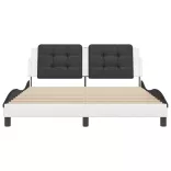 fehér és fekete műbőr ágykeret matrac nélkül Zadar 160 x 200 cm