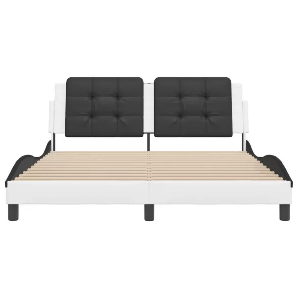 fehér és fekete műbőr ágykeret matrac nélkül Zadar 160 x 200 cm