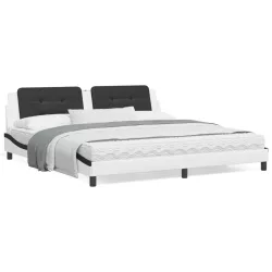   fehér és fekete műbőr ágykeret matrac nélkül Zadar 200x200 cm