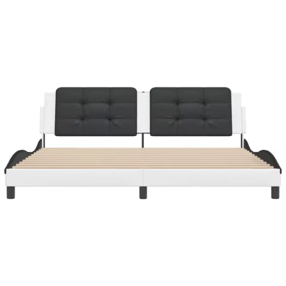 fehér és fekete műbőr ágykeret matrac nélkül Zadar 200x200 cm