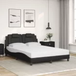 fekete műbőr ágy Viana matraccal 140 x 190 cm