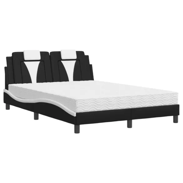 fekete és fehér műbőr ágy Viana matraccal 140 x 190 cm