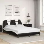 fekete és fehér műbőr ágy Viana matraccal 140 x 200 cm