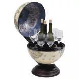 asztali földgömb alakú eukaliptuszfa bárszekrény/bortartó