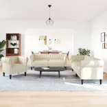 3 részes krémszínű szövet ülőgarnitúra