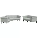 3 részes világosszürke bársony ülőgarnitúra