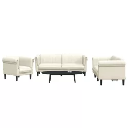 3 részes krém bársony ülőgarnitúra