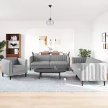 3 részes világosszürke szövet ülőgarnitúra