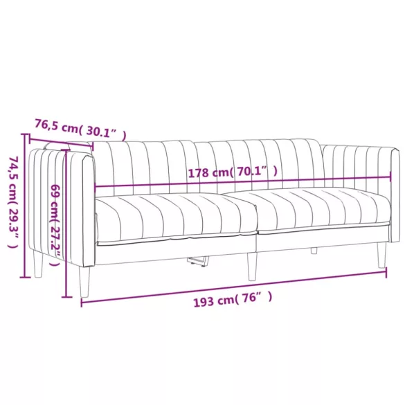 3 részes fekete szövet ülőgarnitúra