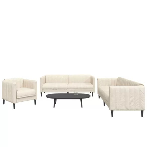 3 részes krémszínű szövet ülőgarnitúra