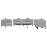 3 részes világosszürke bársony ülőgarnitúra párnákkal