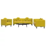 3 részes sárga bársony ülőgarnitúra párnákkal