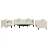 3 részes krémszínű bársony ülőgarnitúra párnákkal