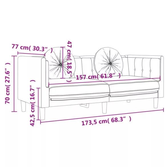 3 részes krémszínű bársony ülőgarnitúra párnákkal