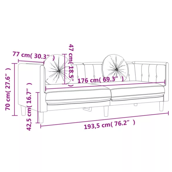 2 részes világosszürke bársony ülőgarnitúra párnákkal