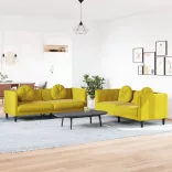 2 részes sárga bársony ülőgarnitúra párnákkal