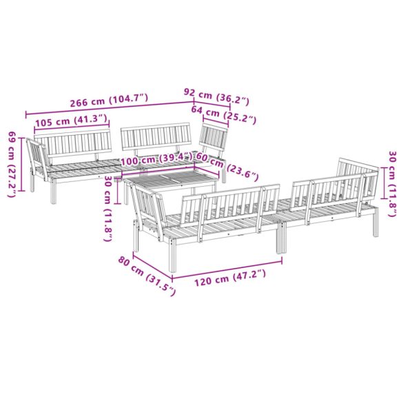 5 részes tömör akácfa kerti raklap ülőgarnitúra