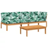 3 részes tömör akácfa kerti raklap ülőgarnitúra párnával