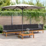 4 részes tömör akácfa kerti raklap ülőgarnitúra párnával