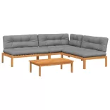 4 részes tömör akácfa kerti raklap ülőgarnitúra párnával