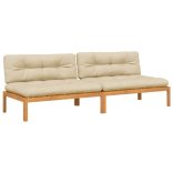 2 db tömör akácfa kerti raklap középső kanapé párnával