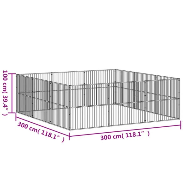 12 paneles fekete porszórt acél kutyajáróka