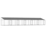 szürke horganyzott acél kutyaketrec tetővel és ajtókkal 12x2x2m