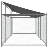 szürke horganyzott acél kutyaketrec tetővel és ajtóval 10x2x2m