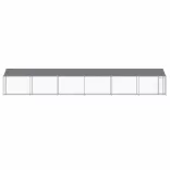 szürke horganyzott acél kutyaketrec tetővel és ajtóval 12x2x2 m