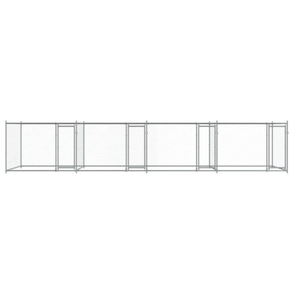 szürke horganyzott acél kutyaketrec ajtókkal 8 x 2 x 1,5 m