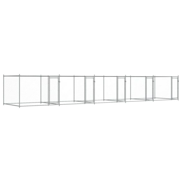 szürke horganyzott acél kutyaketrec ajtókkal 10 x 2 x 1,5 m