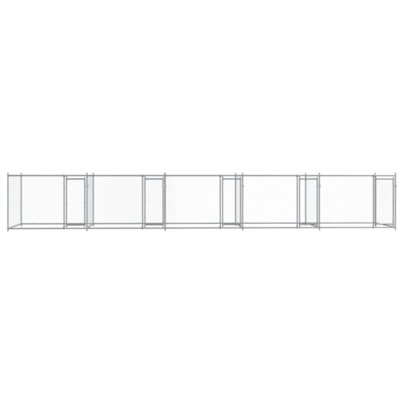 szürke horganyzott acél kutyaketrec ajtókkal 10 x 2 x 1,5 m