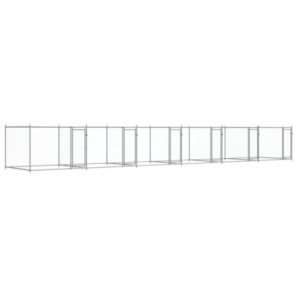 szürke horganyzott acél kutyaketrec ajtókkal 12 x 2 x 1,5 m