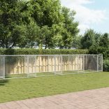 szürke horganyzott acél kutyaketrec ajtókkal 12 x 2 x 1,5 m