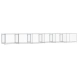 szürke horganyzott acél kutyaketrec ajtókkal 12 x 2 x 1,5 m