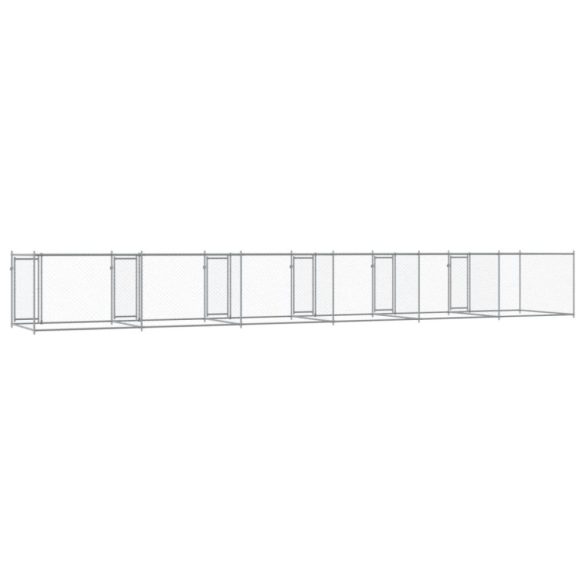 szürke horganyzott acél kutyaketrec ajtókkal 12 x 2 x 1,5 m