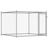 szürke horganyzott acél kutyaketrec ajtókkal 12 x 2 x 1,5 m