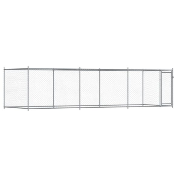 szürke horganyzott acél kutyaketrec ajtóval 6 x 2 x 1,5 m