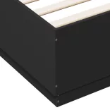fekete szerelt fa ágykeret LED-világítással 200 x 200 cm