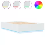 fehér szerelt fa ágykeret LED-világítással 150 x 200 cm