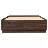 barna tölgyszínű szerelt fa ágykeret LED-del 150 x 200 cm