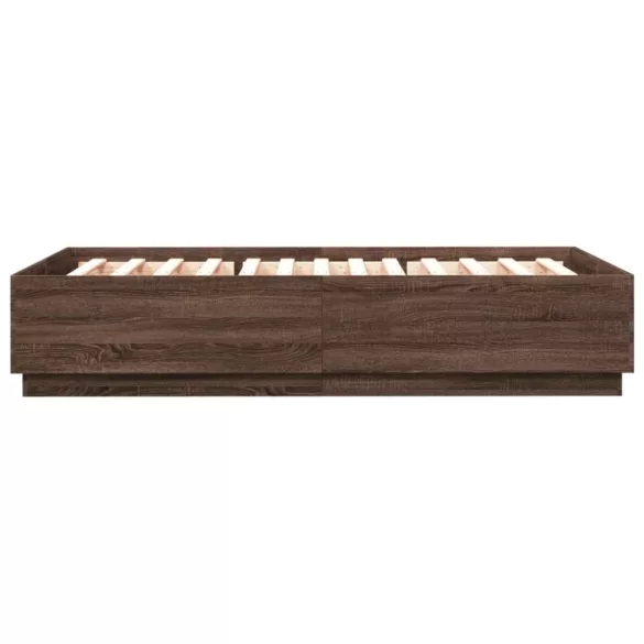 barna tölgyszínű szerelt fa ágykeret LED-del 120 x 200 cm